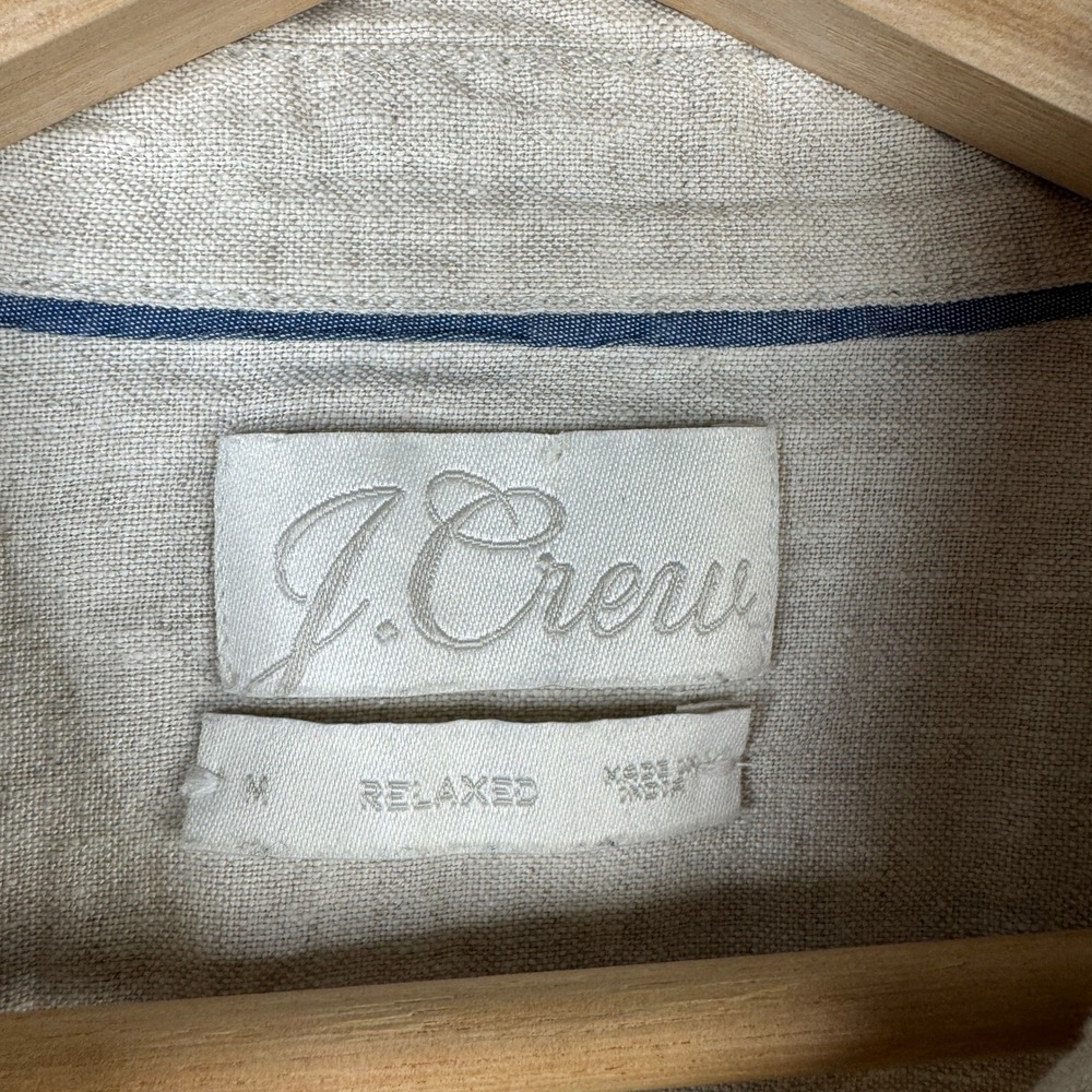 J.Crew Relaxed Short-Sleeve 100% Linen Shirt Beige AY665 Women Size M Button Up - Picture 3 of 7